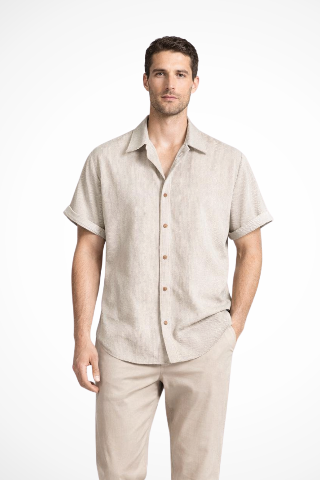 Men's Shirt Camp Collar | Short Sleeve Textured Button-Down | Summer Shirt Casual Textured