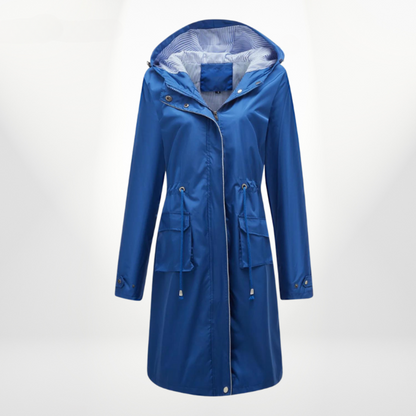 Women's Long Trench Raincoat – Water-Resistant Tailored Jacket