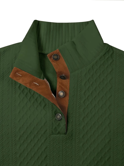 Men's Stand-Collar Button Henley Knit Sweater | Classic Casual Everyday Cosy Pullover | Smart Casual Everyday Autumn Winter Knitwear