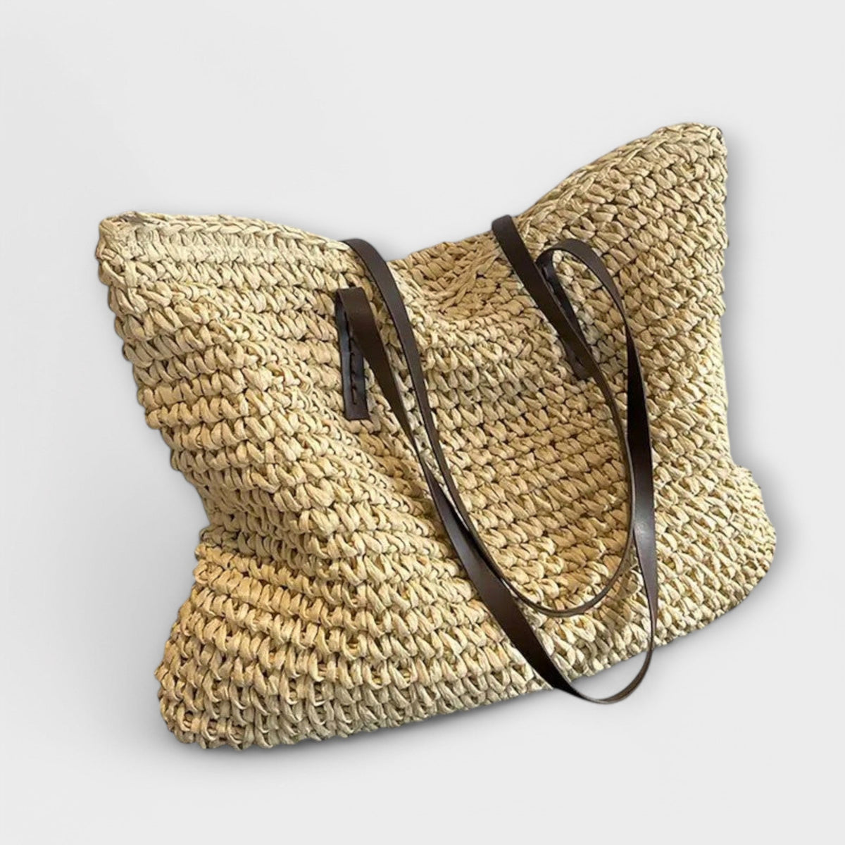 Damen-Shopper aus gehäkeltem, gewebtem Bast | Große olivgrüne lässige Schultertasche für Sommer und Urlaub | Lässige Tasche für Alltag, Sommer und Urlaub
