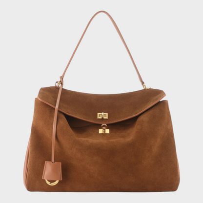 Ledertasche für Damen mit Tragegriff | Strukturierte bordeauxrote Umhängetasche mit Drehverschluss | Elegant-lässige Alltagstasche zum Ausgehen