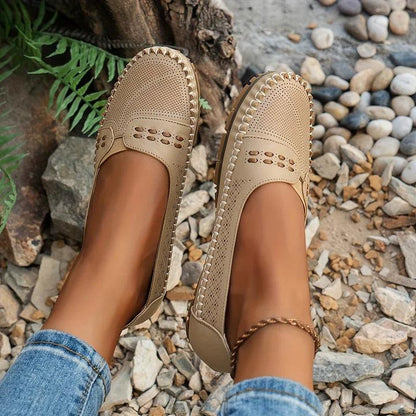 Damen Cutout-Slipper | Bequeme Flache Ballerinas | Leichte Ergonomische Sommerschuhe