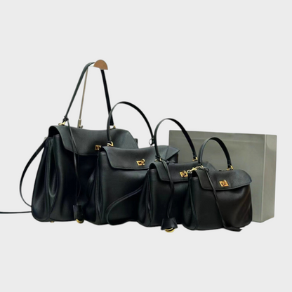 Ledertasche für Damen mit Tragegriff | Strukturierte bordeauxrote Umhängetasche mit Drehverschluss | Elegant-lässige Alltagstasche zum Ausgehen
