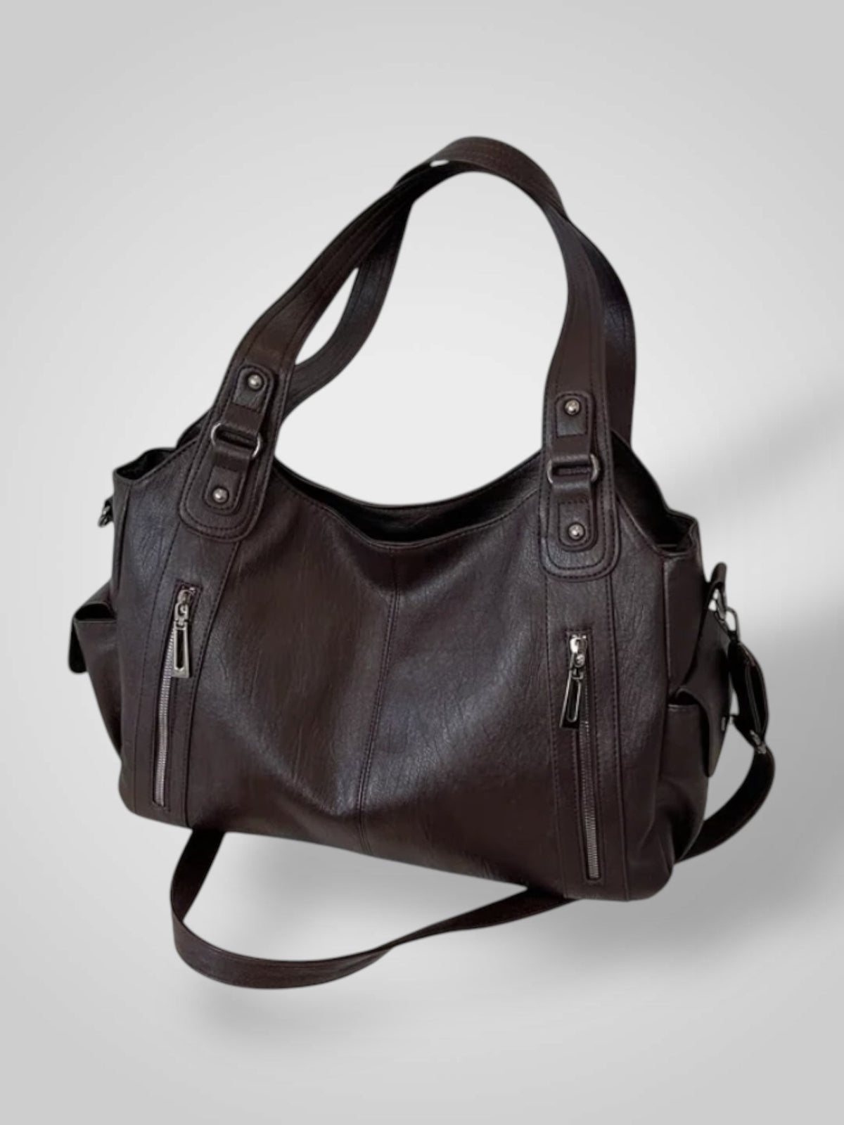 Damen-Schultertasche aus Leder mit mehreren Fächern | Hellbraune lässige elegante Alltagshandtasche mit Reißverschluss | Tasche für Smart Casual, Alltag und Ausgehen