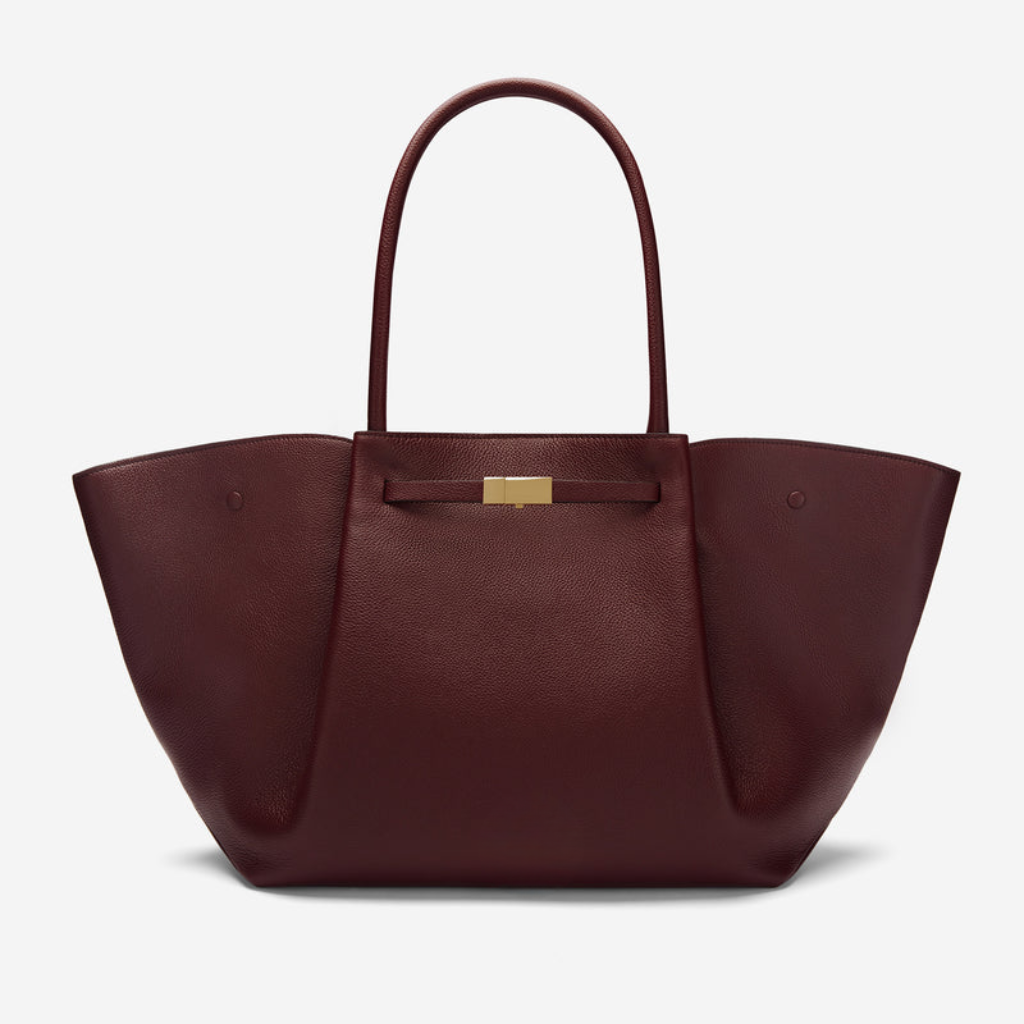 Women's Structured Leather Wide-Body Tote Bag | Black Classic Casual Everyday Top-Handle Bag | Smart Casual Everyday Going Out Bag