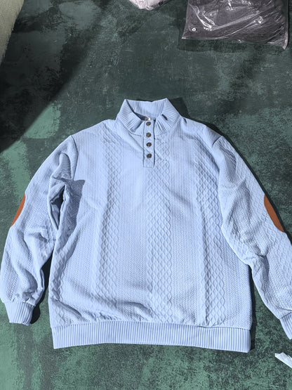 Men's Stand-Collar Button Henley Knit Sweater | Classic Casual Everyday Cosy Pullover | Smart Casual Everyday Autumn Winter Knitwear