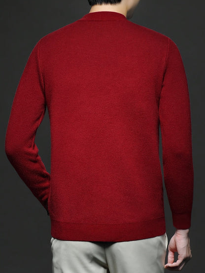Men's Refined High-Neck Knit Sweater | Classic Cosy Casual Everyday Pullover | Smart Casual Everyday Autumn Winter Knitwear