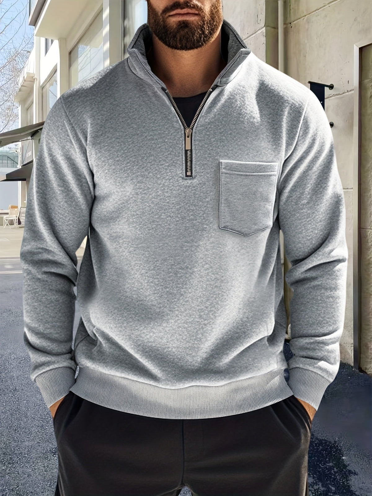 Herren-Pullover aus feinem Strick mit halbem Reißverschluss | Weicher, lässiger und gemütlicher Alltagspullover | Elegante lässige Strickmode für Herbst und Winter