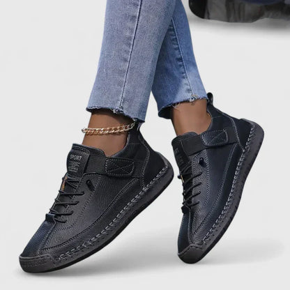 Women's Leather Lace-Up Comfort Shoes | Supportive Cushioned Casual Everyday Walking Shoes | Everyday Comfortable Casual Shoes