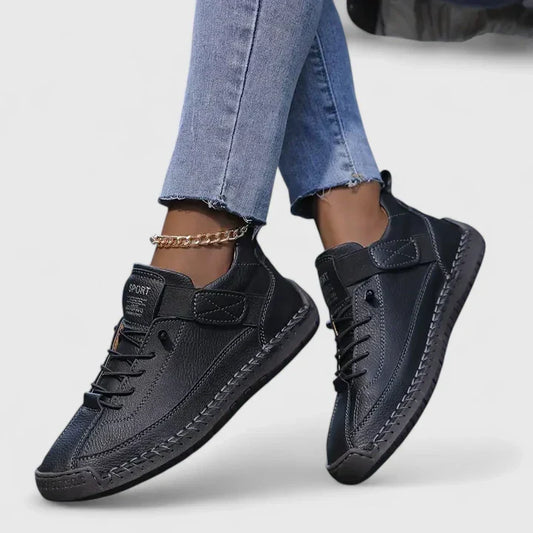 Women's Leather Lace-Up Comfort Shoes | Supportive Cushioned Casual Everyday Walking Shoes | Everyday Comfortable Casual Shoes