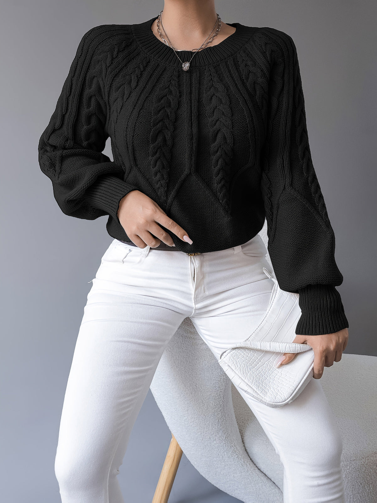 Women's Cable-Knit Textured Pullover Sweater | Classic Cosy Casual Everyday Jumper | Smart Casual Everyday Autumn Winter Knitwear
