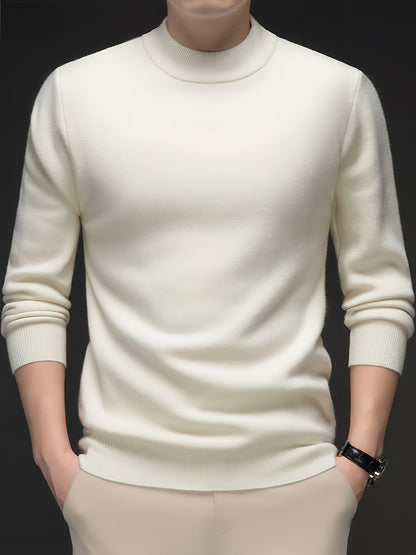 Men's Refined High-Neck Knit Sweater | Classic Cosy Casual Everyday Pullover | Smart Casual Everyday Autumn Winter Knitwear