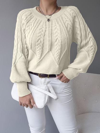 Women's Cable-Knit Textured Pullover Sweater | Classic Cosy Casual Everyday Jumper | Smart Casual Everyday Autumn Winter Knitwear