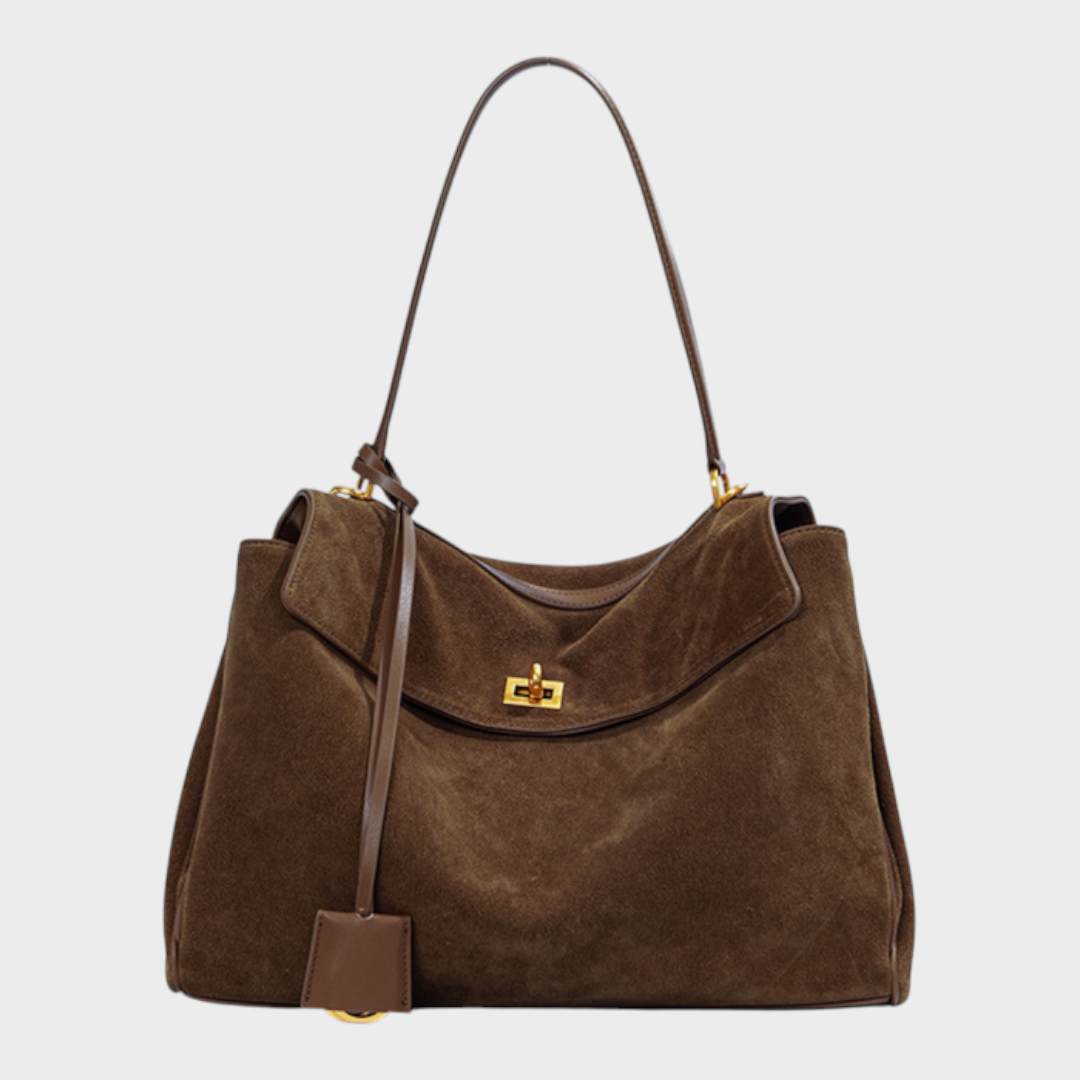 Ledertasche für Damen mit Tragegriff | Strukturierte bordeauxrote Umhängetasche mit Drehverschluss | Elegant-lässige Alltagstasche zum Ausgehen