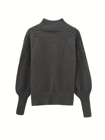 Women's Textured Half-Collar Knit Sweater | Cosy Classic Casual Everyday Jumper | Smart Casual Everyday Autumn Winter Knitwear