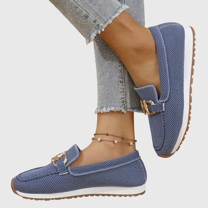 Damen Mesh-Loafer | Bequeme Damen Slipper mit Schnalle | Elegante Damen Sommer-Slipper