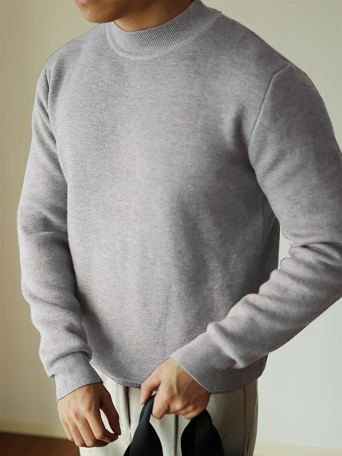 Men's Refined High-Neck Knit Sweater | Classic Cosy Casual Everyday Pullover | Smart Casual Everyday Autumn Winter Knitwear