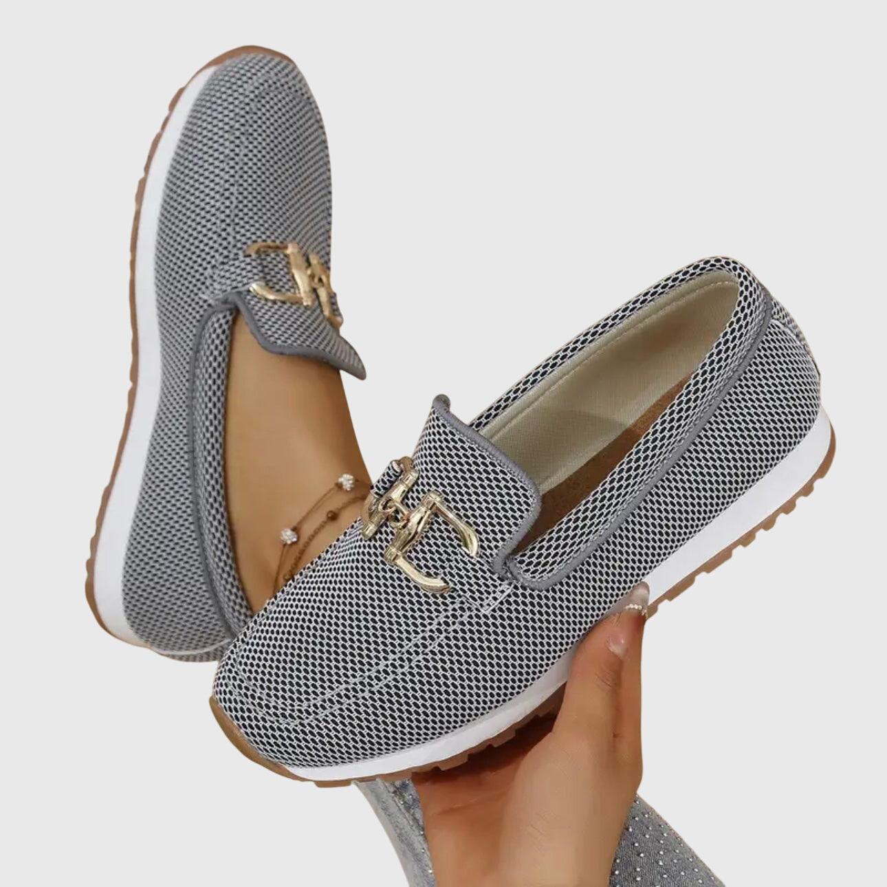 Damen Mesh-Loafer | Bequeme Damen Slipper mit Schnalle | Elegante Damen Sommer-Slipper
