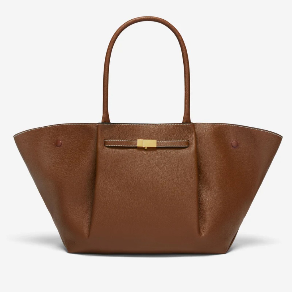 Women's Structured Leather Wide-Body Tote Bag | Black Classic Casual Everyday Top-Handle Bag | Smart Casual Everyday Going Out Bag