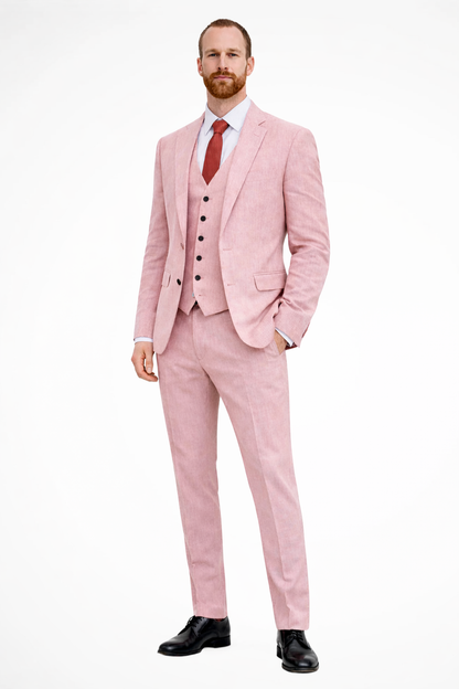 Men's Suit Three-Piece Linen | Blazer Waistcoat Trousers Wedding | Wedding Suit Light Blue Elegant
