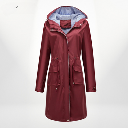 Women's Long Trench Raincoat – Water-Resistant Tailored Jacket