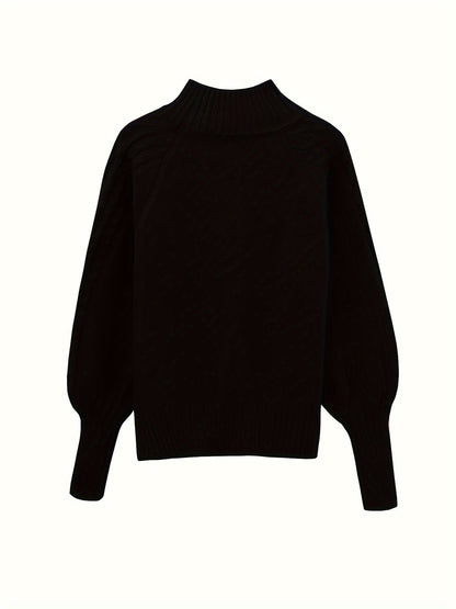 Women's Textured Half-Collar Knit Sweater | Cosy Classic Casual Everyday Jumper | Smart Casual Everyday Autumn Winter Knitwear