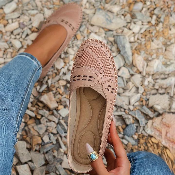 Damen Cutout-Slipper | Bequeme Flache Ballerinas | Leichte Ergonomische Sommerschuhe
