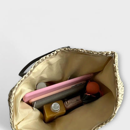 Damen-Shopper aus gehäkeltem, gewebtem Bast | Große olivgrüne lässige Schultertasche für Sommer und Urlaub | Lässige Tasche für Alltag, Sommer und Urlaub