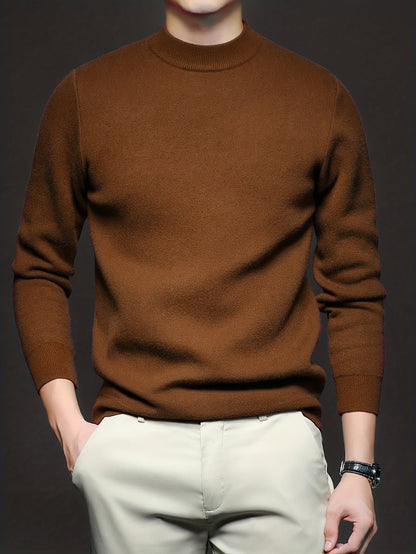 Men's Refined High-Neck Knit Sweater | Classic Cosy Casual Everyday Pullover | Smart Casual Everyday Autumn Winter Knitwear