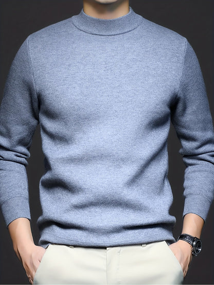 Men's Refined High-Neck Knit Sweater | Classic Cosy Casual Everyday Pullover | Smart Casual Everyday Autumn Winter Knitwear