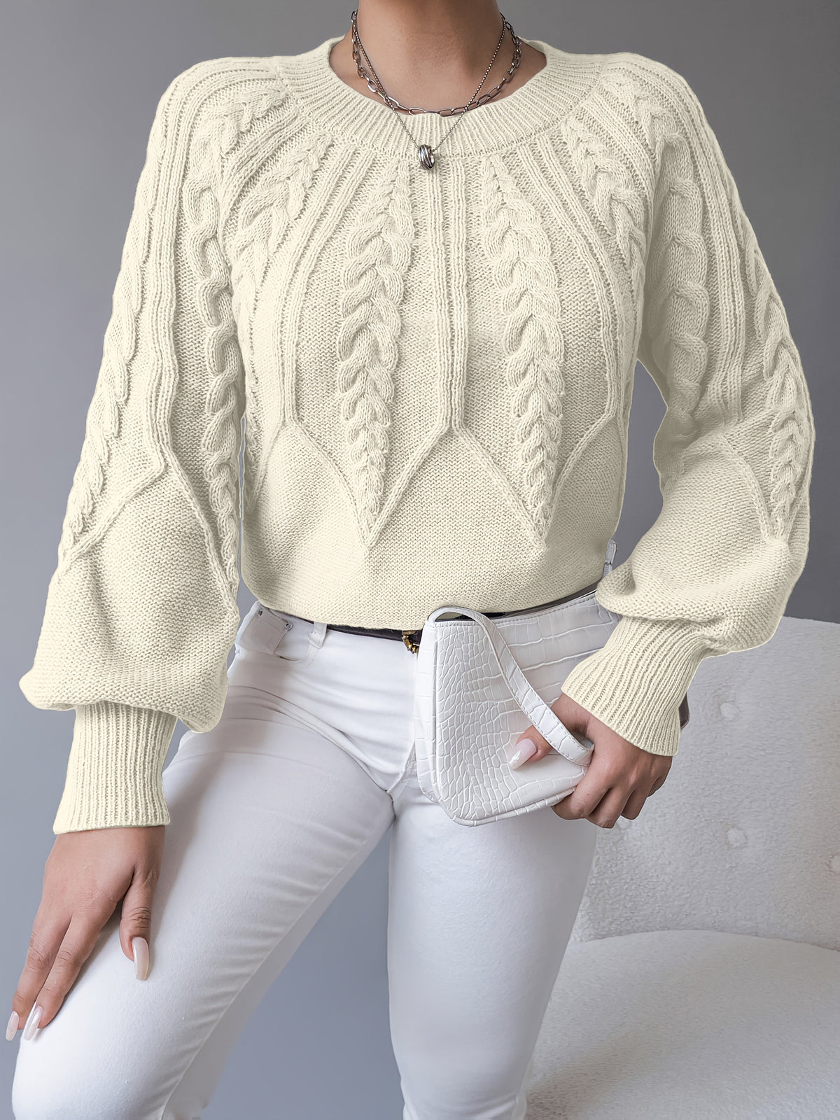 Women's Cable-Knit Textured Pullover Sweater | Classic Cosy Casual Everyday Jumper | Smart Casual Everyday Autumn Winter Knitwear