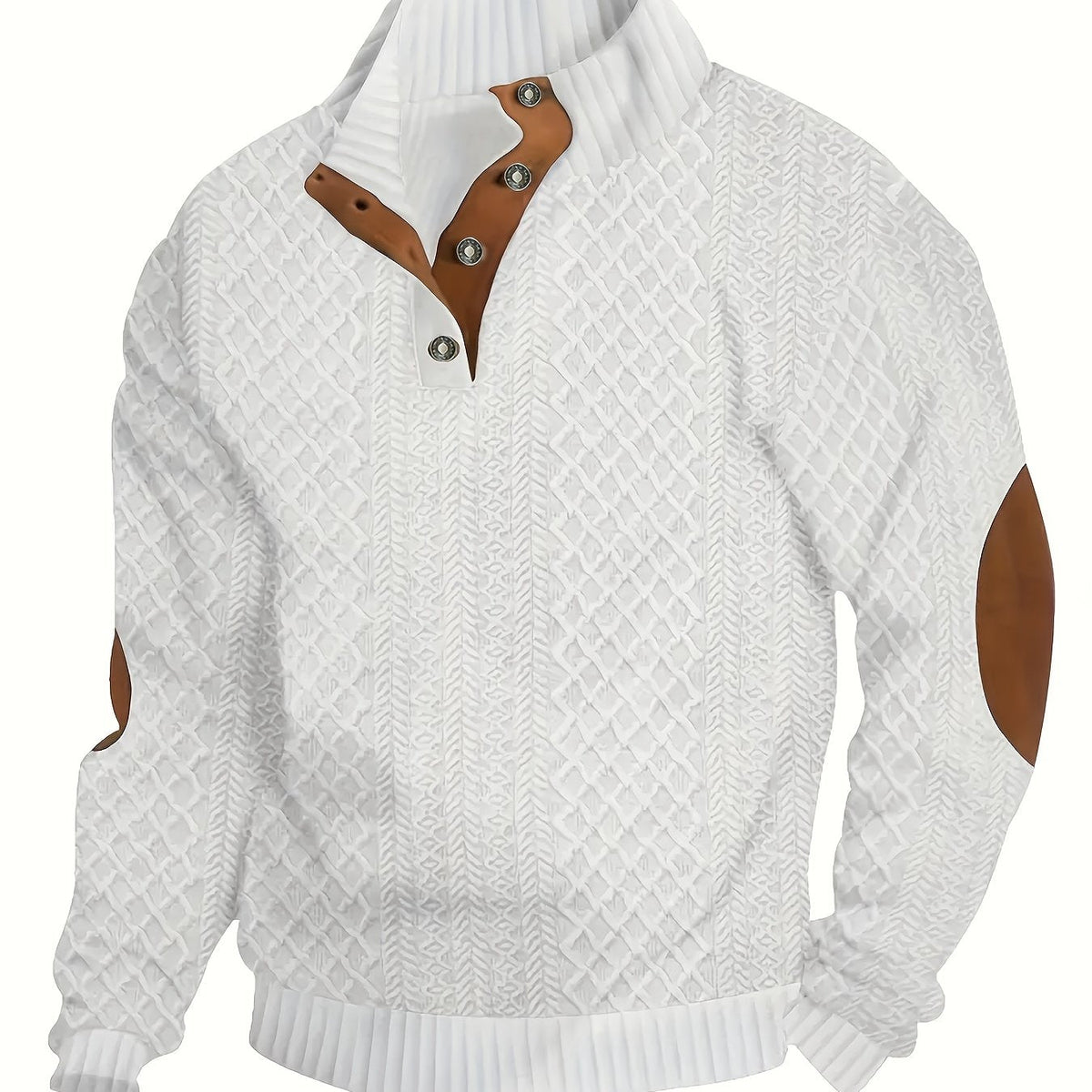 Men's Stand-Collar Button Henley Knit Sweater | Classic Casual Everyday Cosy Pullover | Smart Casual Everyday Autumn Winter Knitwear