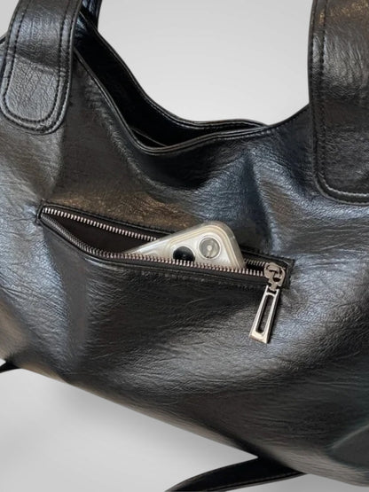 Damen-Schultertasche aus Leder mit mehreren Fächern | Hellbraune lässige elegante Alltagshandtasche mit Reißverschluss | Tasche für Smart Casual, Alltag und Ausgehen