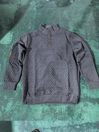 Men's Stand-Collar Button Henley Knit Sweater | Classic Casual Everyday Cosy Pullover | Smart Casual Everyday Autumn Winter Knitwear