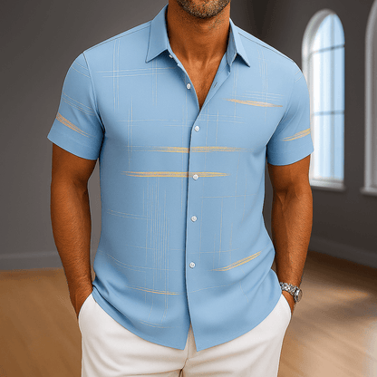 Ava Women's Shirt | Soft Silk Blend, Modern Grid Pattern 1