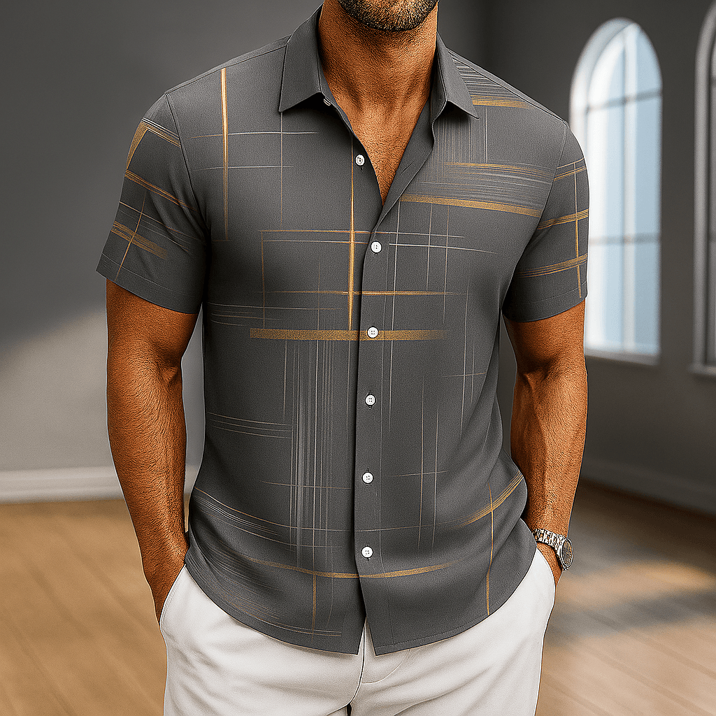 Ava Women's Shirt | Soft Silk Blend, Modern Grid Pattern 2