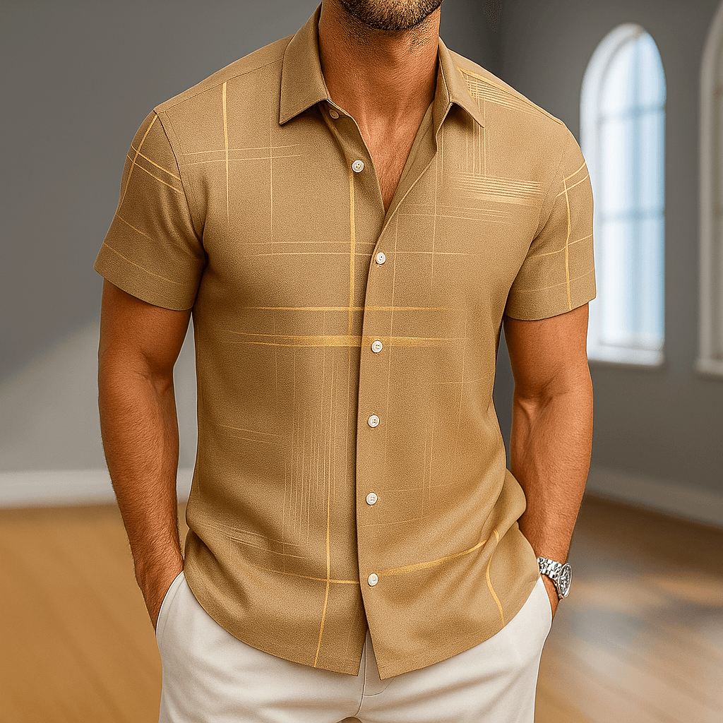 Ava Women's Shirt | Soft Silk Blend, Modern Grid Pattern 3