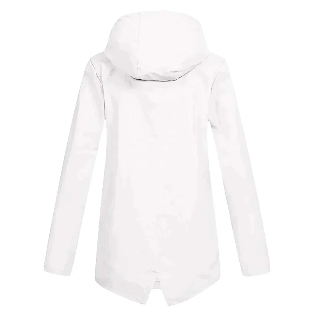 Women's Long Hooded Raincoat – Waterproof Everyday Jacket