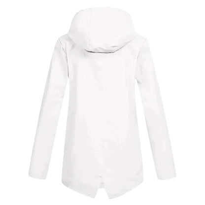 Women's Long Hooded Raincoat – Waterproof Everyday Jacket