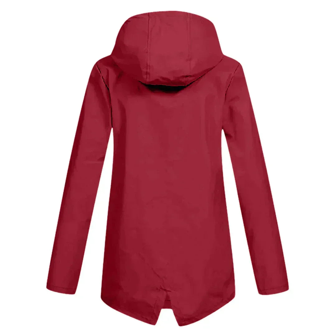 Women's Long Hooded Raincoat – Waterproof Everyday Jacket