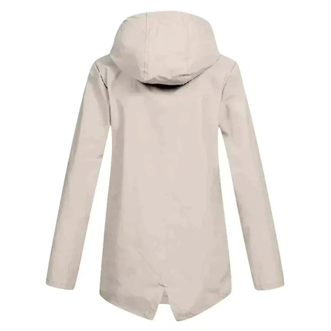 Women's Long Hooded Raincoat – Waterproof Everyday Jacket