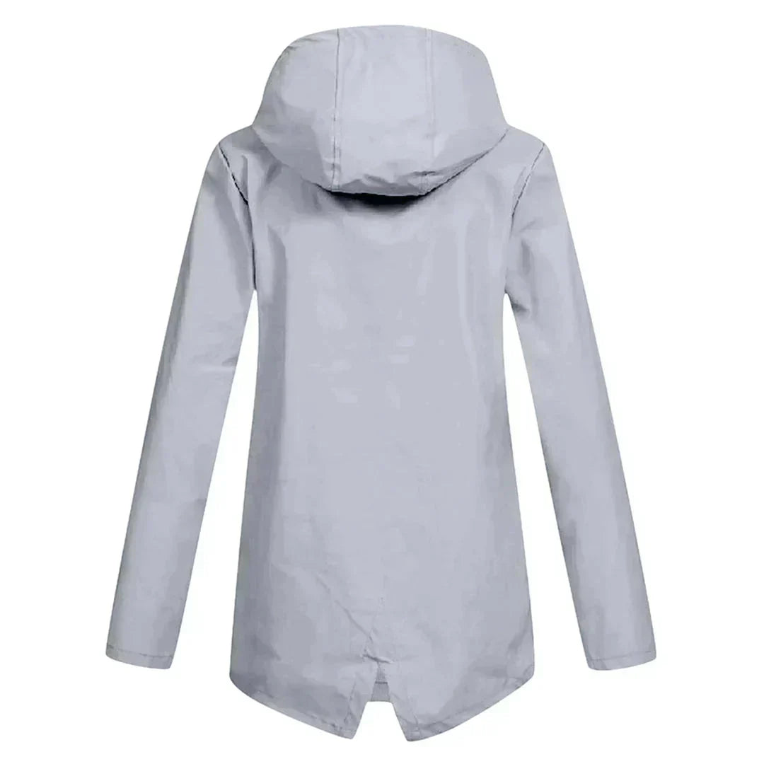 Women's Long Hooded Raincoat – Waterproof Everyday Jacket