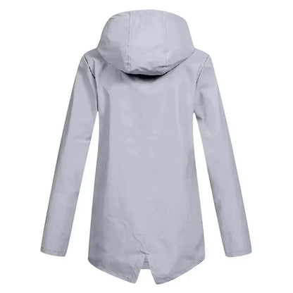 Women's Long Hooded Raincoat – Waterproof Everyday Jacket