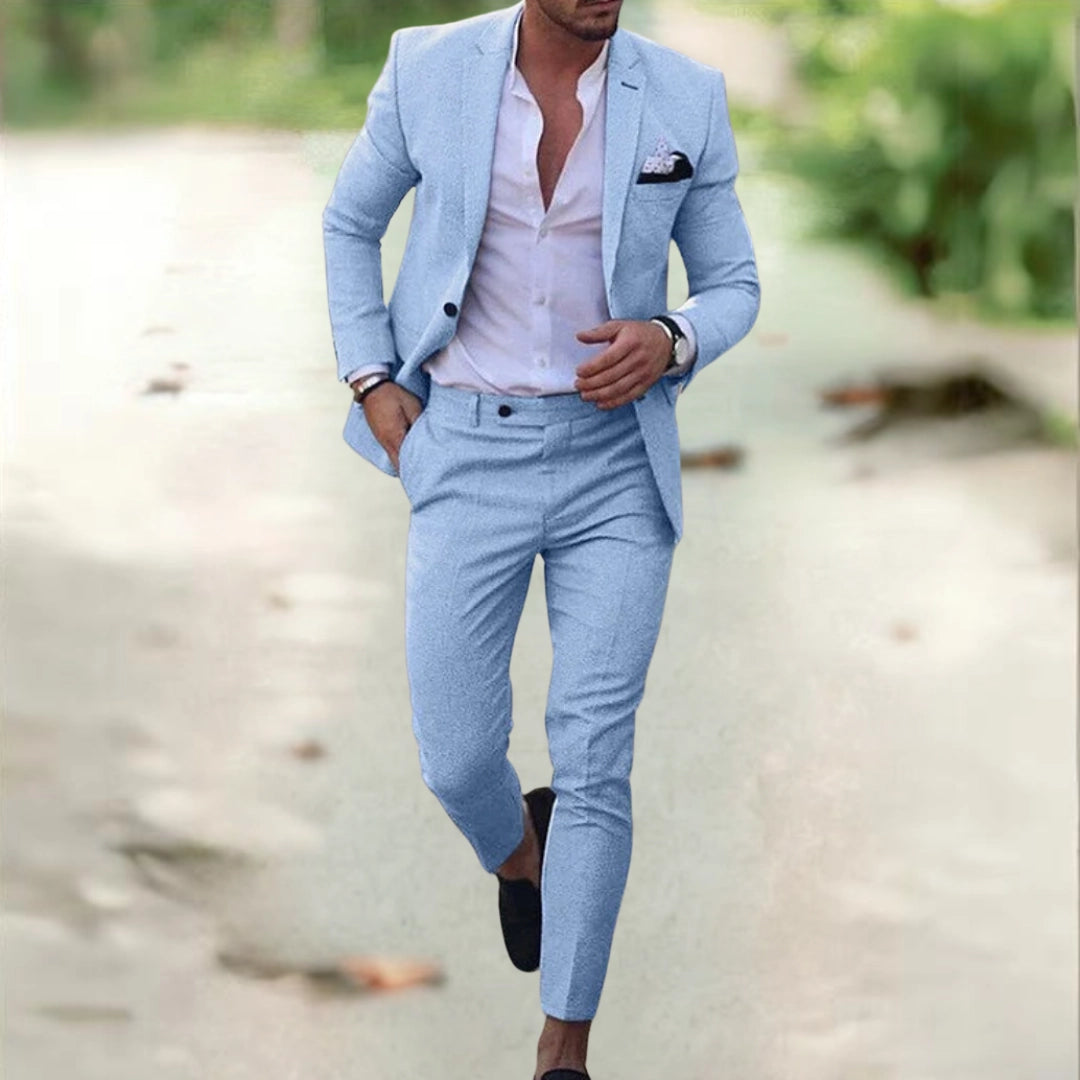 Men's Slim Fit Two-Piece Suit – Blazer & Trousers for Business Wear