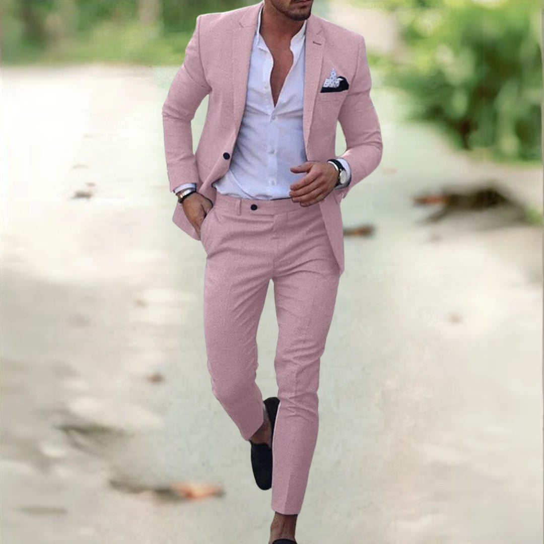 Men's Slim Fit Two-Piece Suit – Blazer & Trousers for Business Wear