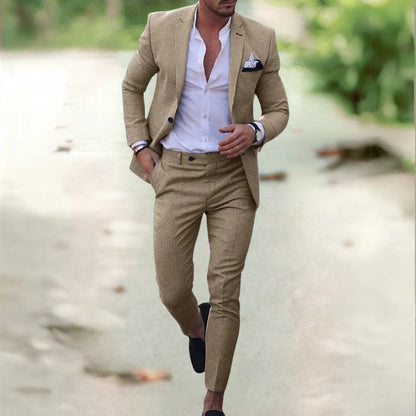 Men's Slim Fit Two-Piece Suit – Blazer & Trousers for Business Wear