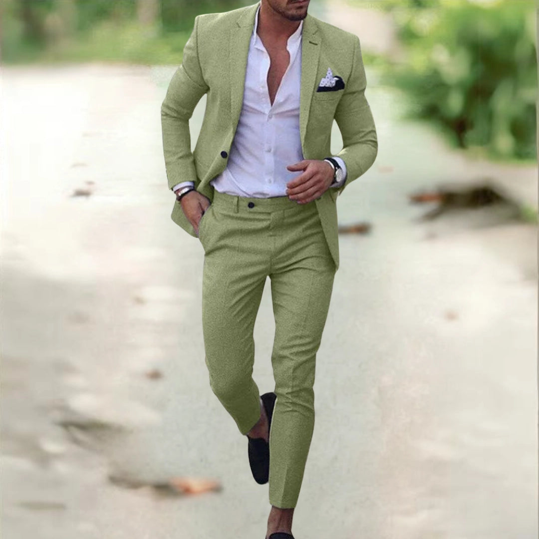 Men's Slim Fit Two-Piece Suit – Blazer & Trousers for Business Wear