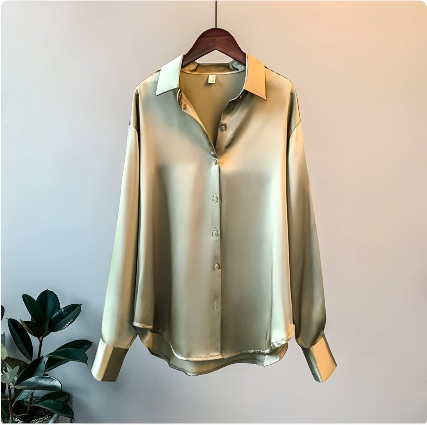 Women's Satin Button-Up Blouse – Elegant Shirt for Work & Evening