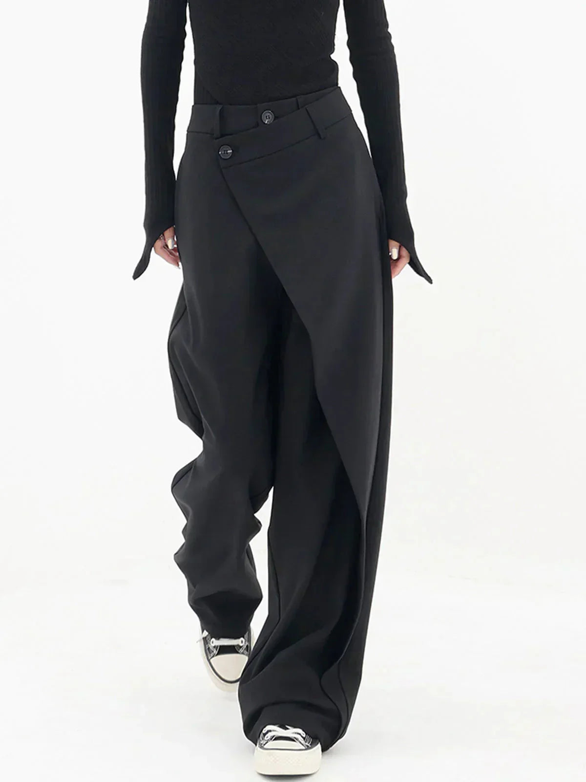 Women's Black Wide-Leg Pants – High-Waisted Tailored Trousers