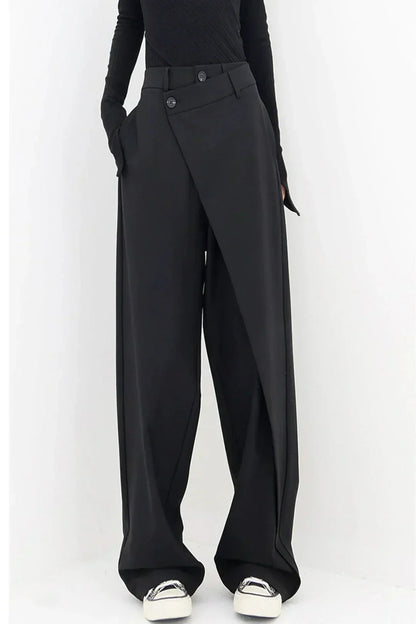 Women's Black Wide-Leg Pants – High-Waisted Tailored Trousers